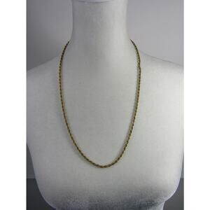 Gold Tone Twist Rope Necklace 23" Minimalist Neutral Boho Whimsigoth Grunge